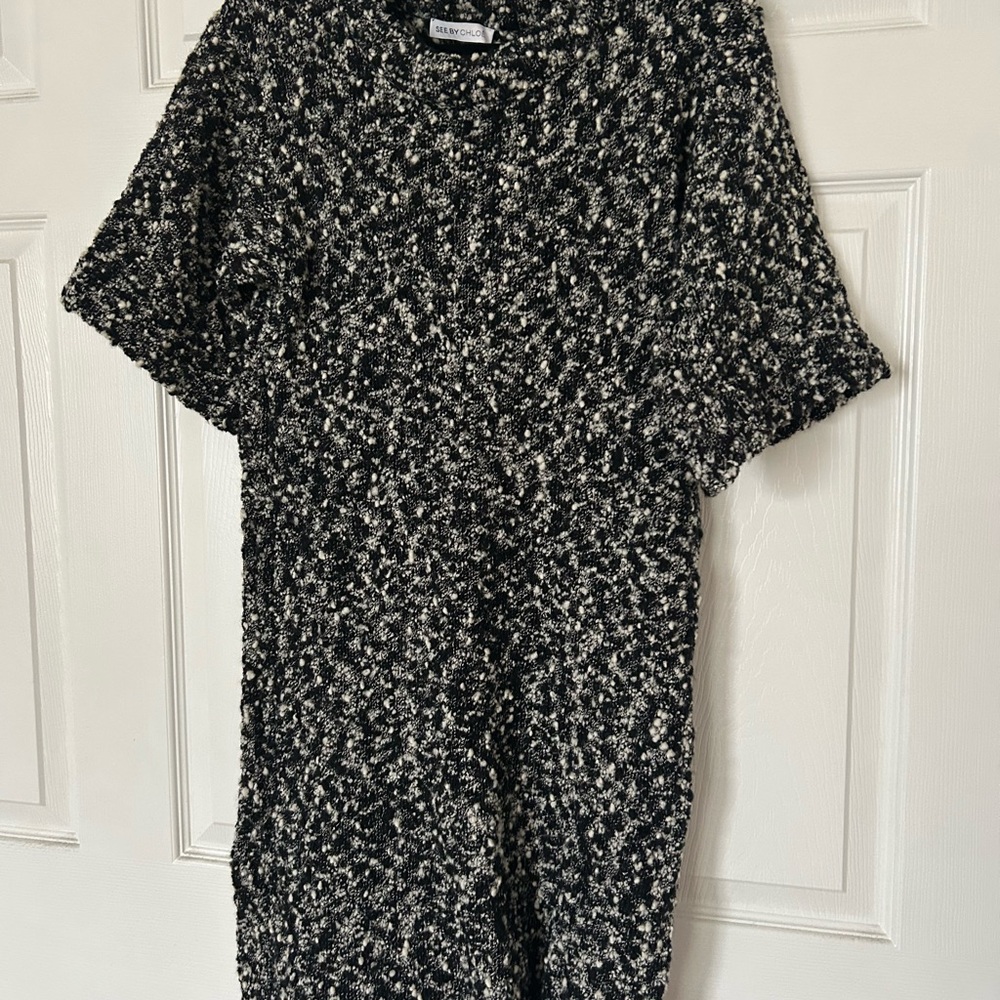 See By Chloe Black and White Textured Dress